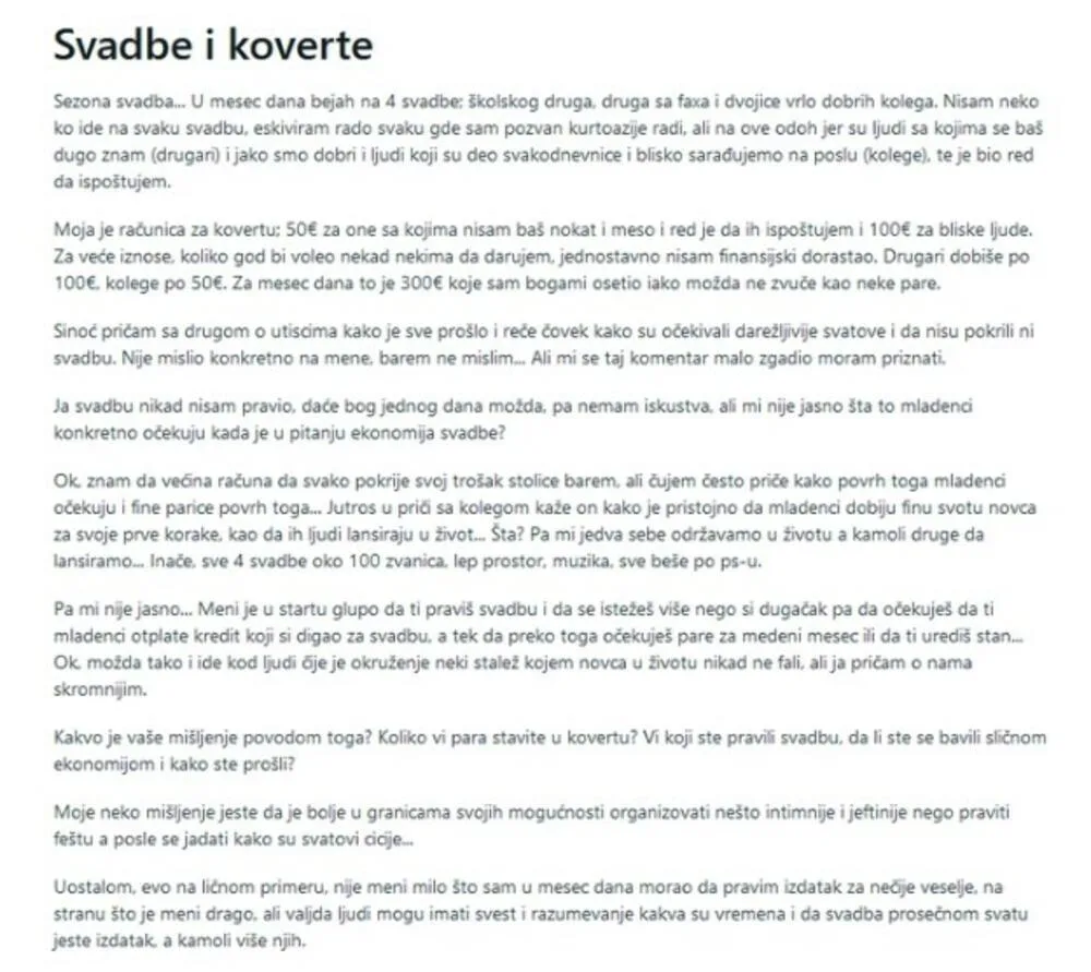 SELJAČKA POSLA ILI PRILIKA ZA ZARADU? Koliko novca dati mladencima na svadbi?