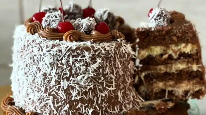 Raskosna Cokoladna Torta Sa Kokosom Kore Natopljene Mlijecnim Filom Raj