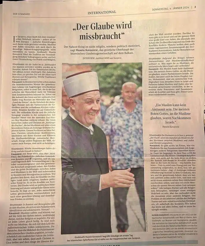 Intervju Reisul Uleme Austrijskom Der Standardu Vjera Se Zloupotrebljava Za Politicku
