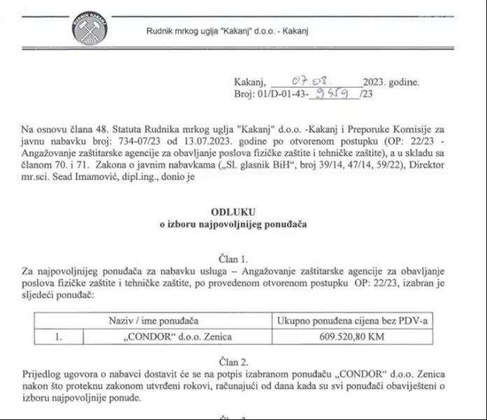 Ugovor Za Posao Fizicke I Tehnicke Zastite Rmu Kakanj Porodicnoj