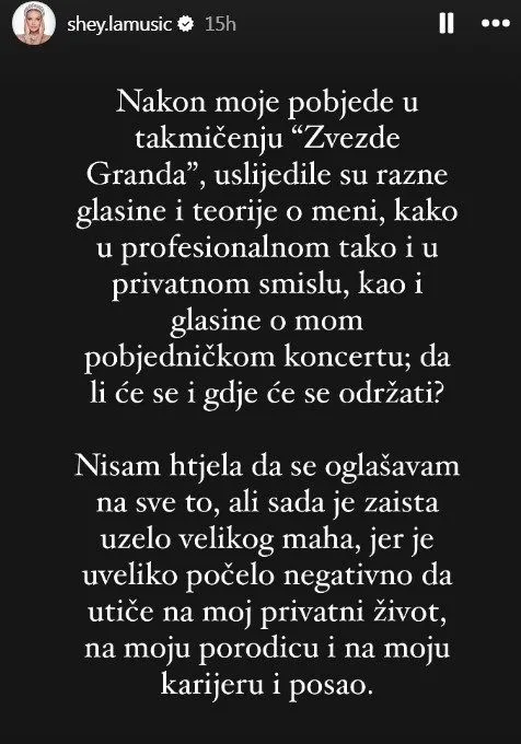 Šejla Zonić reagirala na špekulacije o dolasku mentorice u Tuzlu: Ne širite neistine, uskraćena mi je prilika da slavim svoj uspjeh.