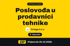 Omega d.o.o. zapošljava: Poslovođa u prodavnici tehnike ()