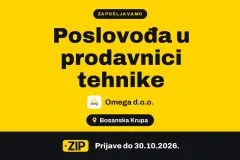 Omega d.o.o. zapošljava: Poslovođa u prodavnici tehnike ()