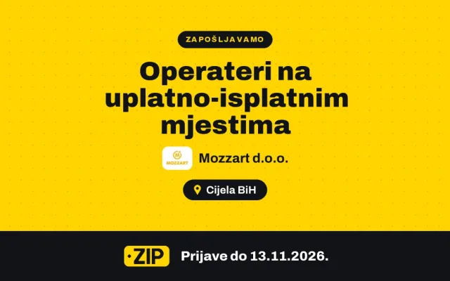Mozzart d.o.o. zapošljava: Operateri na uplatno-isplatnim mjestima (Cijela BiH)